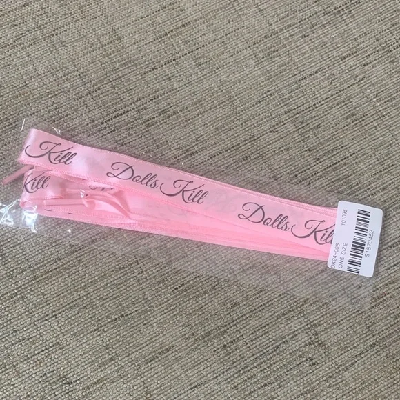 NWT Bundle - DOLLS KILL Pink/Camo Ruffle Hat & Pink Ribbon Shoelaces NWT Bundle - DOLLS KILL Pink/Camo Ruffle Hat & Pink Ribbon  main image 2